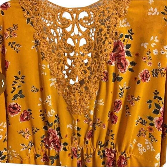 No Boundaries Juniors Golden Floral Kimono Top Size L - Picture 9 of 13